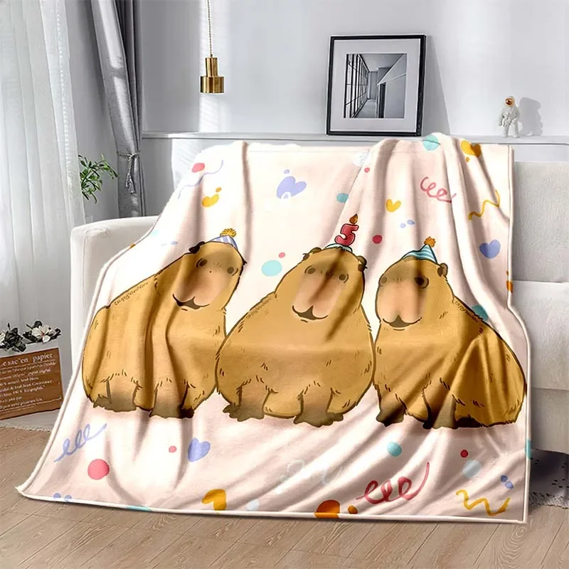 Warm Soft MINISO Capybara  Blanket Fluffy Children and Adults Sofa Plush Bedspread Throw Blanket for Sofa Bed Gift 4