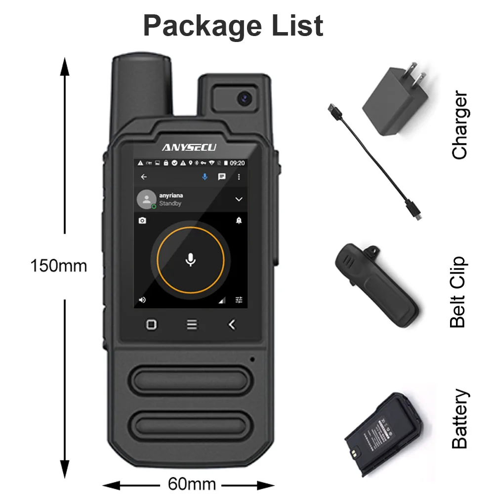 ANYSECU F2 4G Ʈũ , ȵ̵ 7.1  , WCDMA GSM ŰŰ, WIFI GPS, Real-ptt Zello WalkieFleet ۵, ǰ