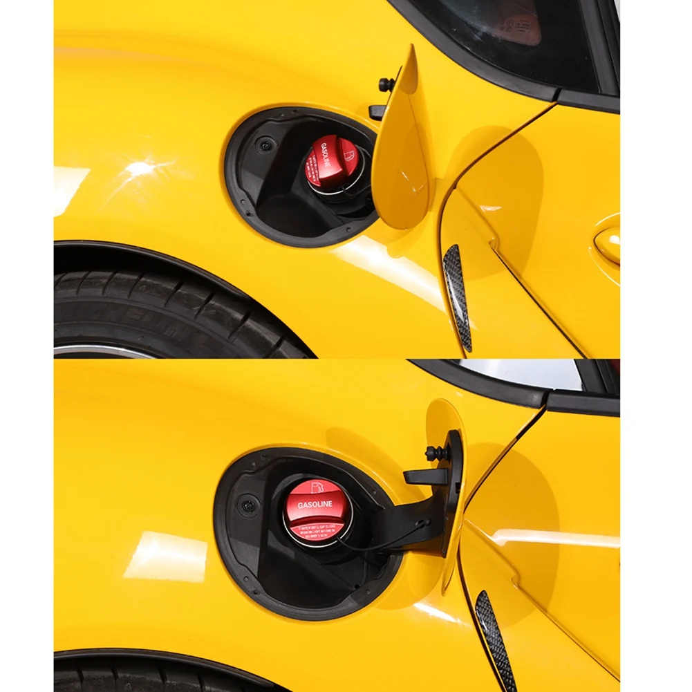Car Aluminum Alloy Gas Petrol Tank Cover Inside Fuel Tank Cap Cover Trim Stickers for Toyota Supra-Red