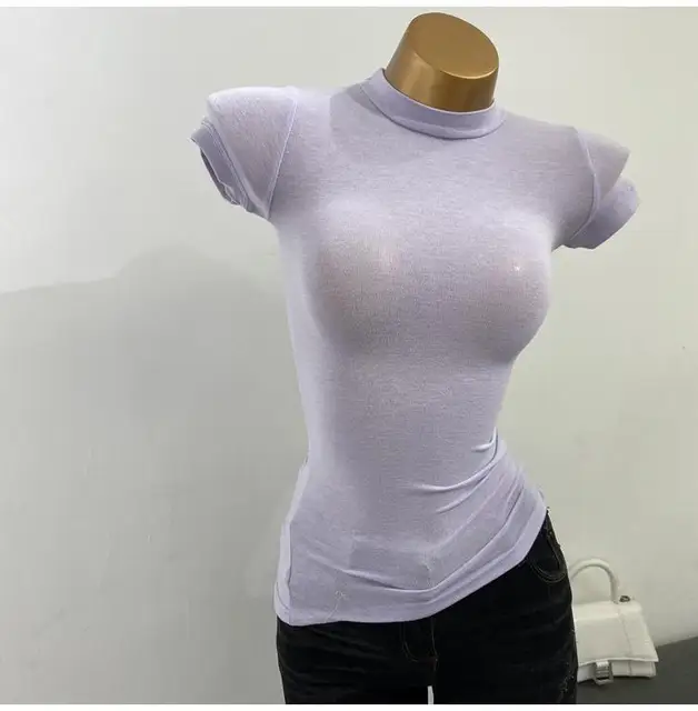 High Neck See Through Tops 16