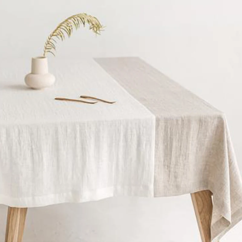 

100% Linen Tablecloth Natural Fabric European Flax Athena Rectangular Tablecloths for Dining Kitchen Indoor & Outdoor