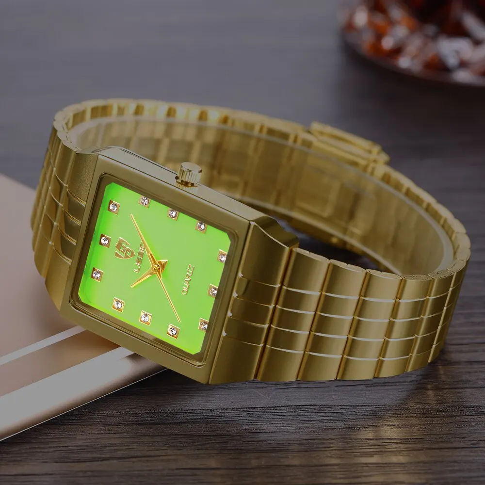 LIEBIG Luxury Stainless Steel Bracelet Golden Quartz Watch Men