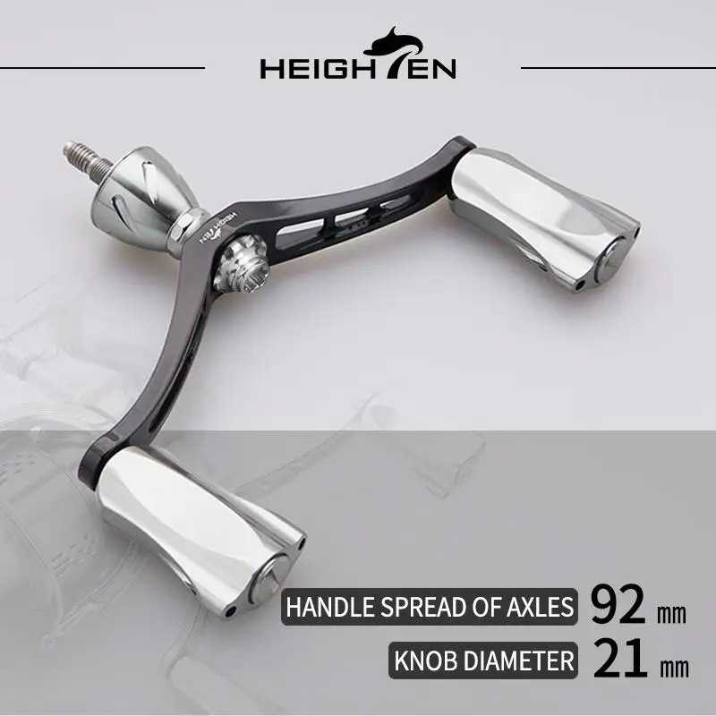 Erhöhte Spinnrolle mit Doppelgriff, 92 mm Achsabstand und 21 mm Knopf, passend für Daiwa- und Shimano-Rollen-Modifikationsteile