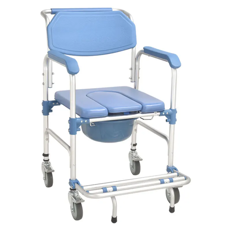 

Household Toilet Chair Adult Commode Seat Shower Commode Chair Aluminum Alloy Wheelchair With wheels Toilet for Elderly Disabled