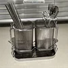 Wall Mounted Kitchen Cutlery Organizer Light Luxury Chopstick Spoon Holder Stainless steel Utensil Drying Rack 3