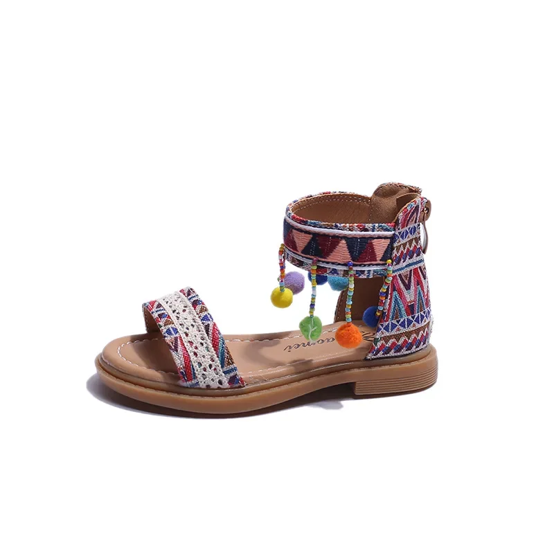 Girls Roman Sandals Summer big Girl Princess Sandals Children Bohemia Sandal size 23-35