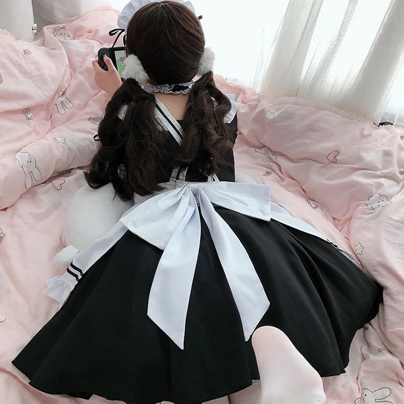 Qiaocaity Women Lovely Maid Dresses Animation Show Japanese Outfit Dress  Clothes, Christmas Gifts, Black XL 