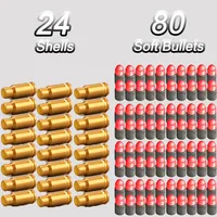 80 Soft Bullets & 24 Shells For Glock Toy Guns Desert Eagle Pistol Colt 1911 Foam Bullets Ammo 1