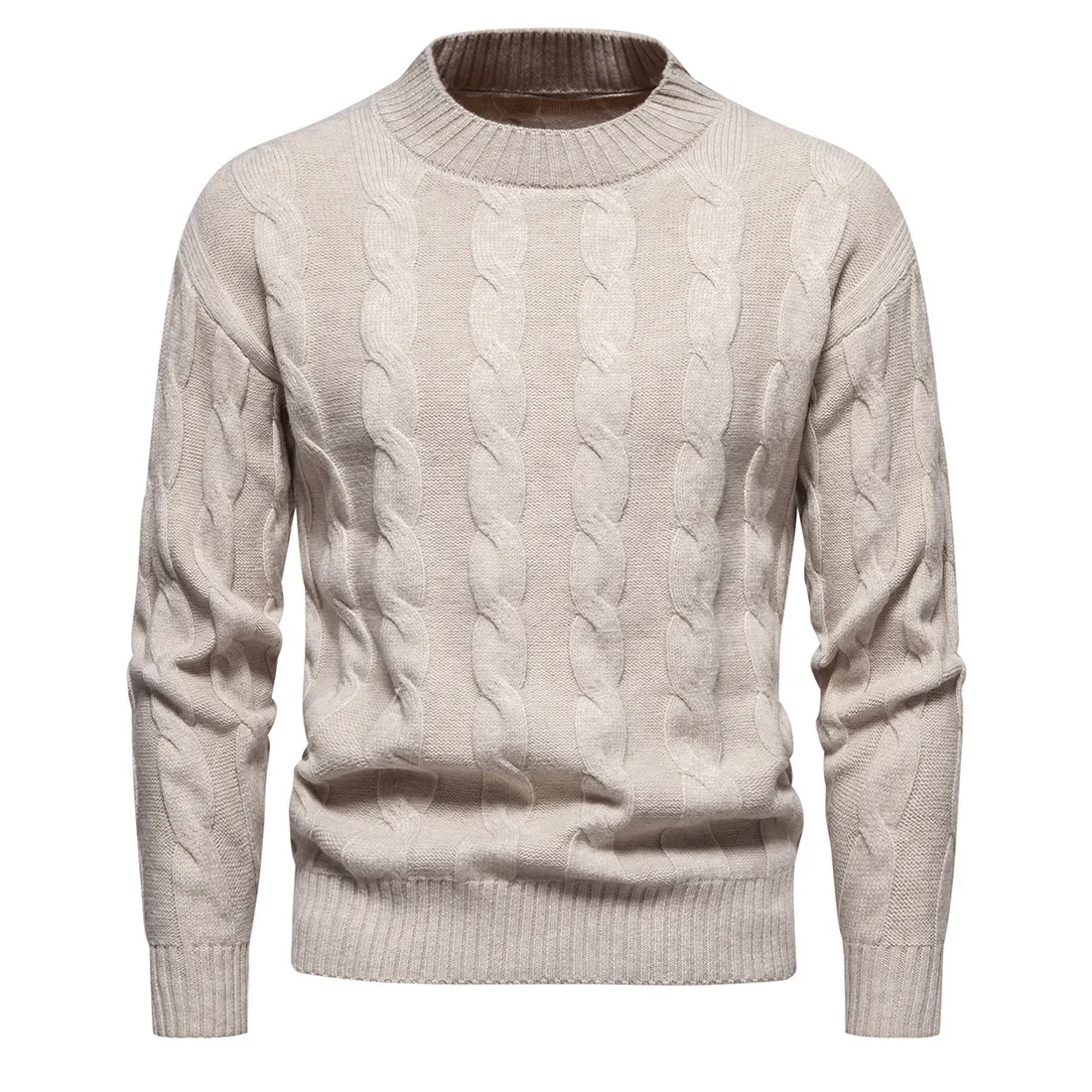 Autumn/Winter New Men's Fashion Casual Solid Round Neck Men's Sweater Knit