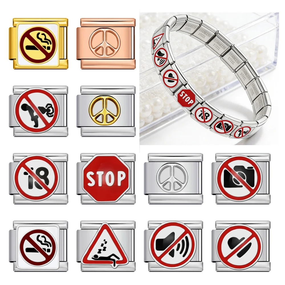 GEMOSA Mode-Rot-Stil-Muster-Etiketten, italienischer Link, passend für 9 mm Charms, Schmuck, Edelstahl-Armband, DIY-Herstellung, 2026 Perlen, Geschenke