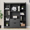 Bookshelf, 4-Tier Open Shelf Bookcase with 2 Drawers and 10 Cubes, Wood Cube Storage Organizer Shelf, 39.4" W X 47.2" H 3
