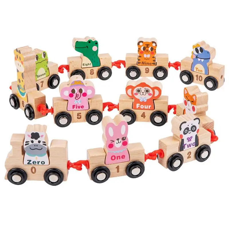 

Wooden Train For Toddlers Animal Number Train Set Digital Cars Toy Kids Montessori Toys Early Educational Toy For Boys And Girls