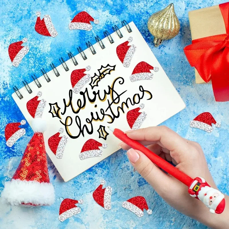 500 Christmas Hat Stickers, Roll Paper Envelopes, Magazine Decorations, Party Supplies, Creative  and  Interesting  3cm