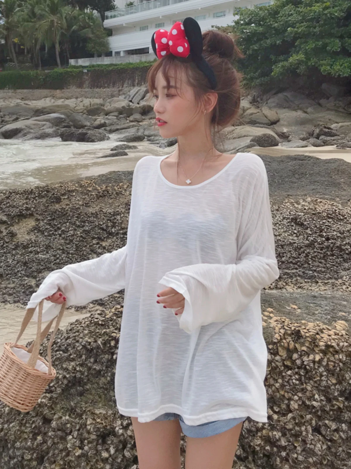 Thin Bikini Swimming Suit Women's Beach Vacation Water-Ready Overhead Cover-Up Sun Protection Outerwear for Swimming
