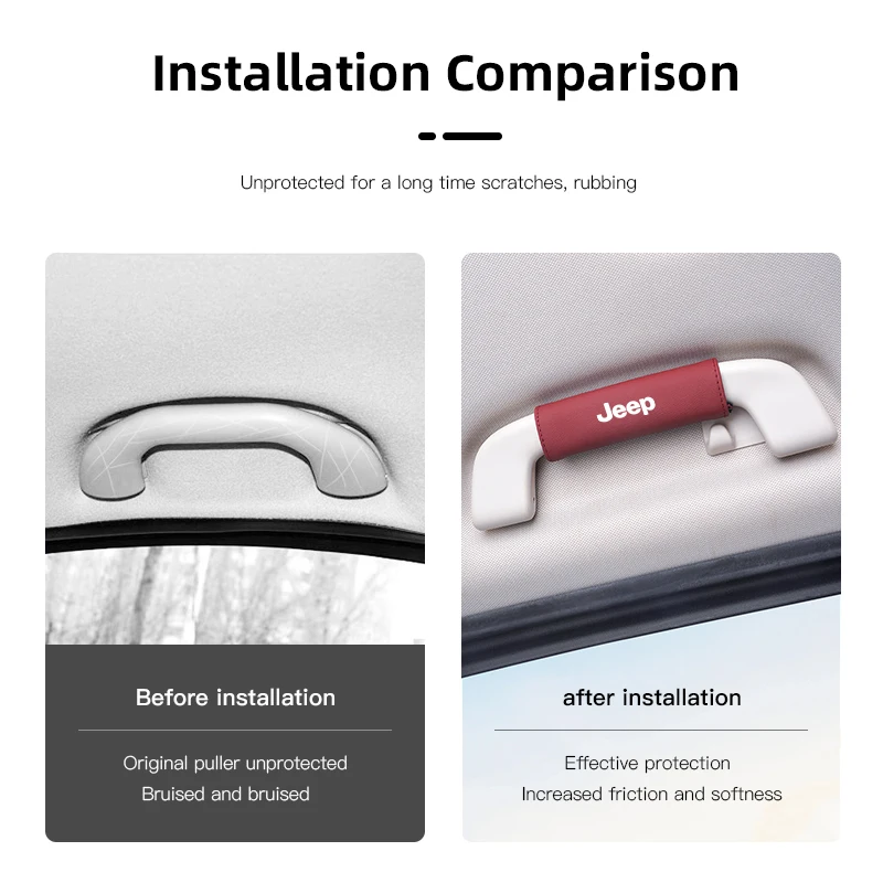 1Pcs PU 가죽 루프 핸들 지프 랭글러 레니게이드 컴퍼스 그랜드 체로키 패트리어트 루비콘 용 스크래치 방지 보호 케이스