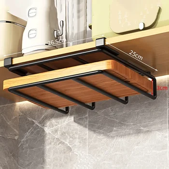 Portaoggetti da cucina con ganci sotto l'armadio, porta asciugamani di carta, stracci, tagliere, porta coperchio, ripiano portaoggetti 1