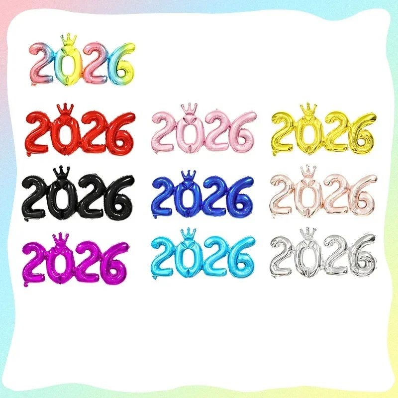 2026 Gold Crown Foil Number Balloons for 2026 New Year Christmas Eve Festival Party Supplies Decorations Christmas Home Decor