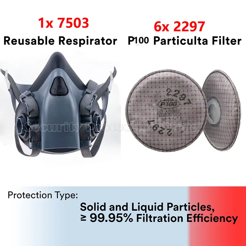 7503 Large Silicone Reusable Respirator Half Mask 2297 2135 2138 2078 ...
