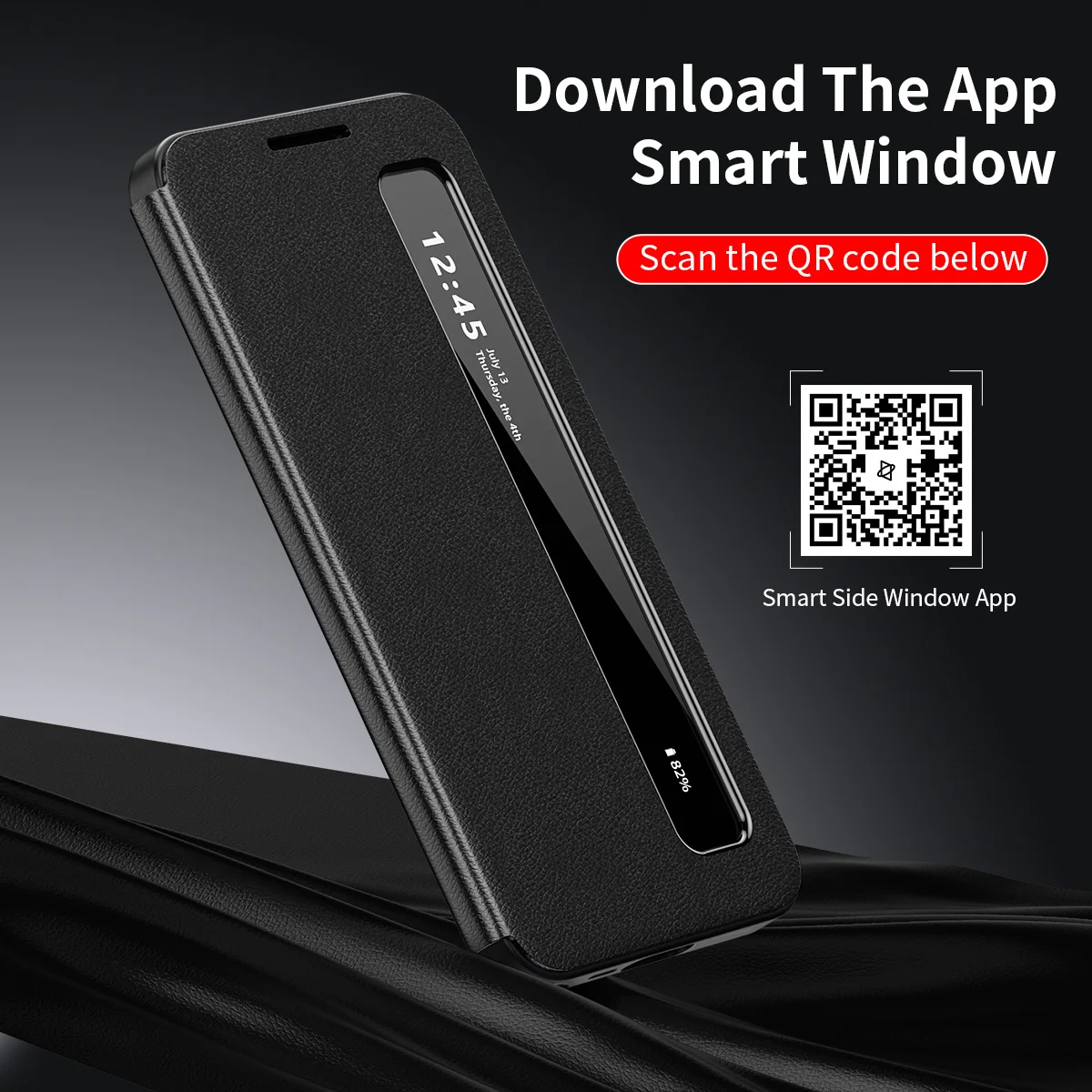 Premium Smart Side Window Flip Leather Phone Case Cover
