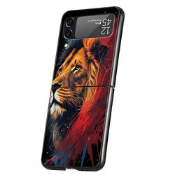 Lion Design Transparent Shockproof Foldable Phone Case for Z Flip 3 (B1)