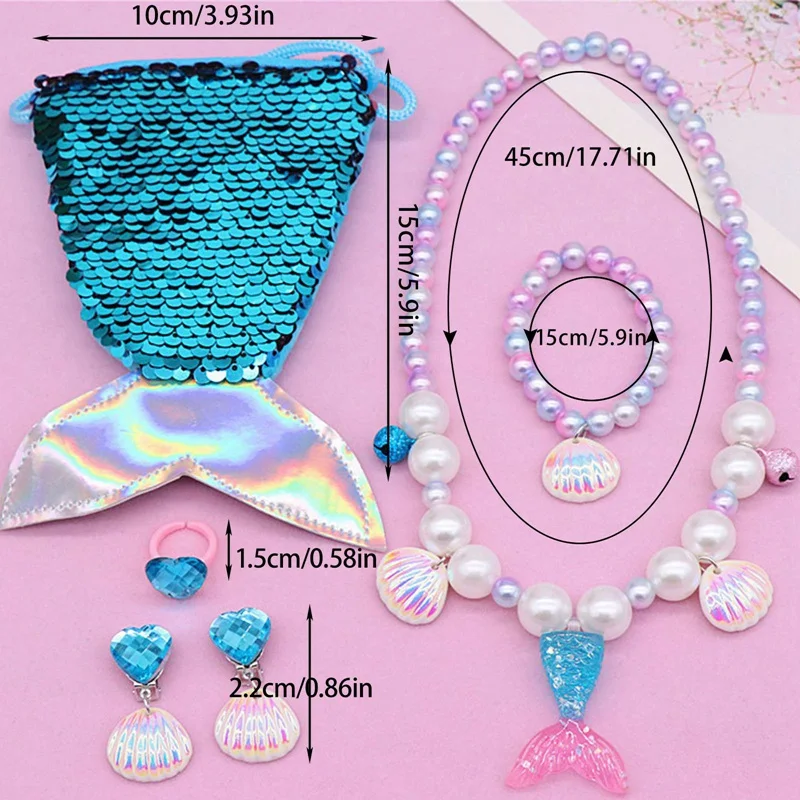 Ensemble de Bijoux en Forme de Coquillage Acrylique pour Enfant, Collier,  Bracelet, Bague, Clous d'Oreille, Clips, avec Sac Initié, 1 Ensemble -  AliExpress