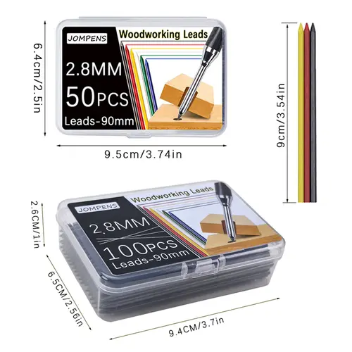 50Pcs/100Pcs Large Capacity 2B Woodworking Lead Core Black Yellow Red 2.8mm Automatic Pencil Lead Deep Hole Marked Lead Core - Image 6