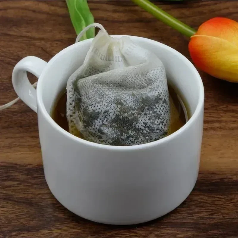 WIKHOSTAR 100PCS Disposable Tea Bags for Loose Leaf Tea Drawstring Empty Tea Bags Bulk Tea Filter Bags Disposable Tea Bags