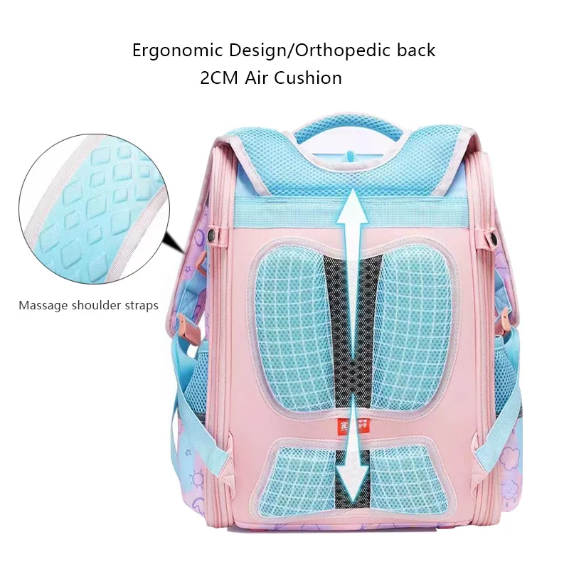 SUN EIGHT NEW Children Orthopedic School Backpacks Cartoon Pattern School Bags 1200D High Density Waterproof Fabric Foldable Gir 5