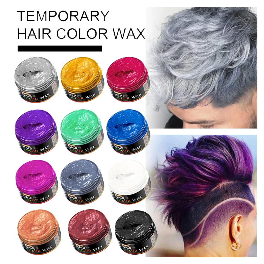 11 Colors Hair Wax Temporary for Men Dye Beard Cream One-time Molding Paste for Unisex Disposable DIY Hair Coloring Styling