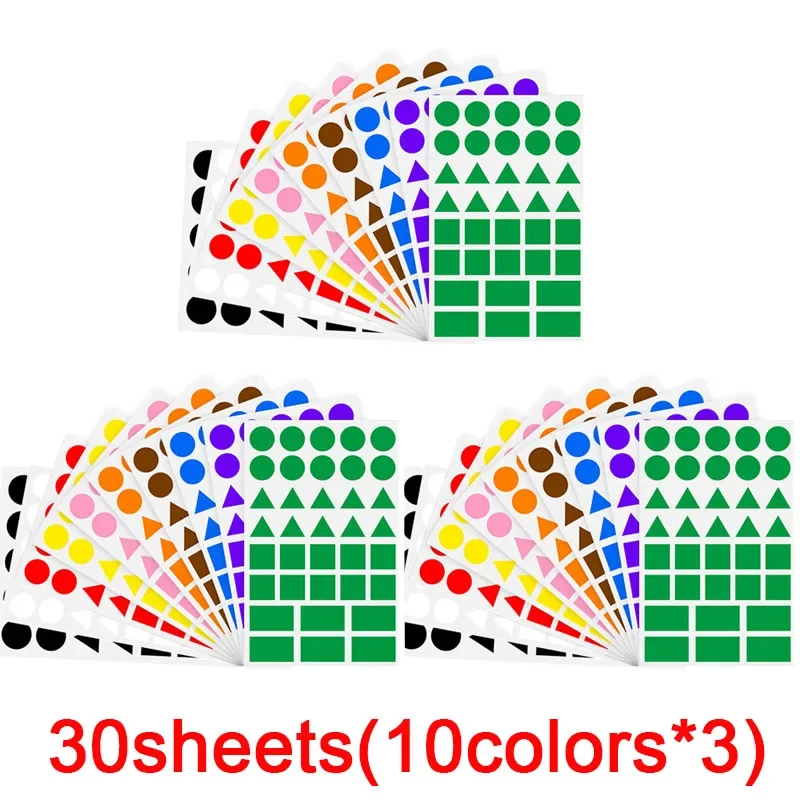 360–1080 Stück farbige Dreiecke, rechteckige Punktaufkleber für Kinder, Studenten, DIY-Puzzle, Geometrie-Aufkleber, Scrapbook-Etiketten – Detail 9
