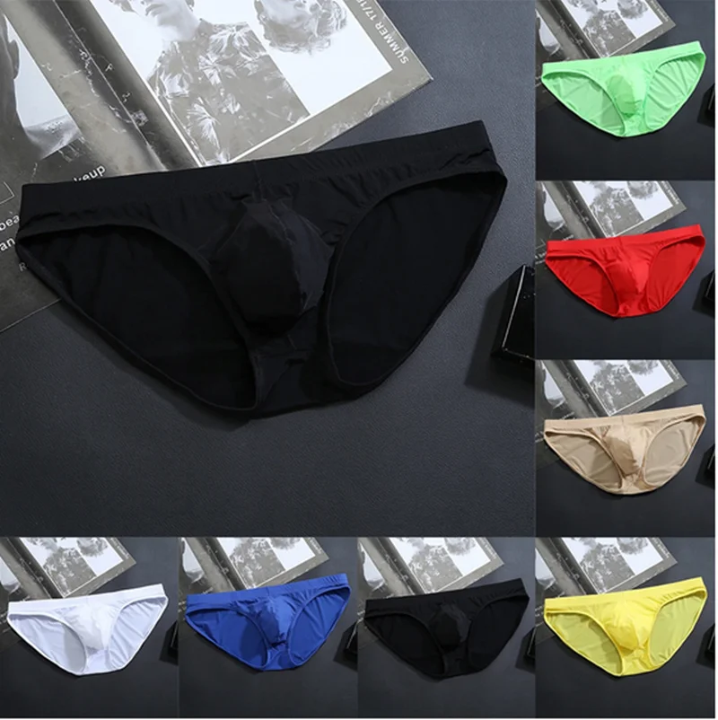 

Sissy Men's Sexy Breathable Low-waist cuecas U-convex Solid Color Underwear Briefs Underpants Comfortable Men Soft boxers Briefs