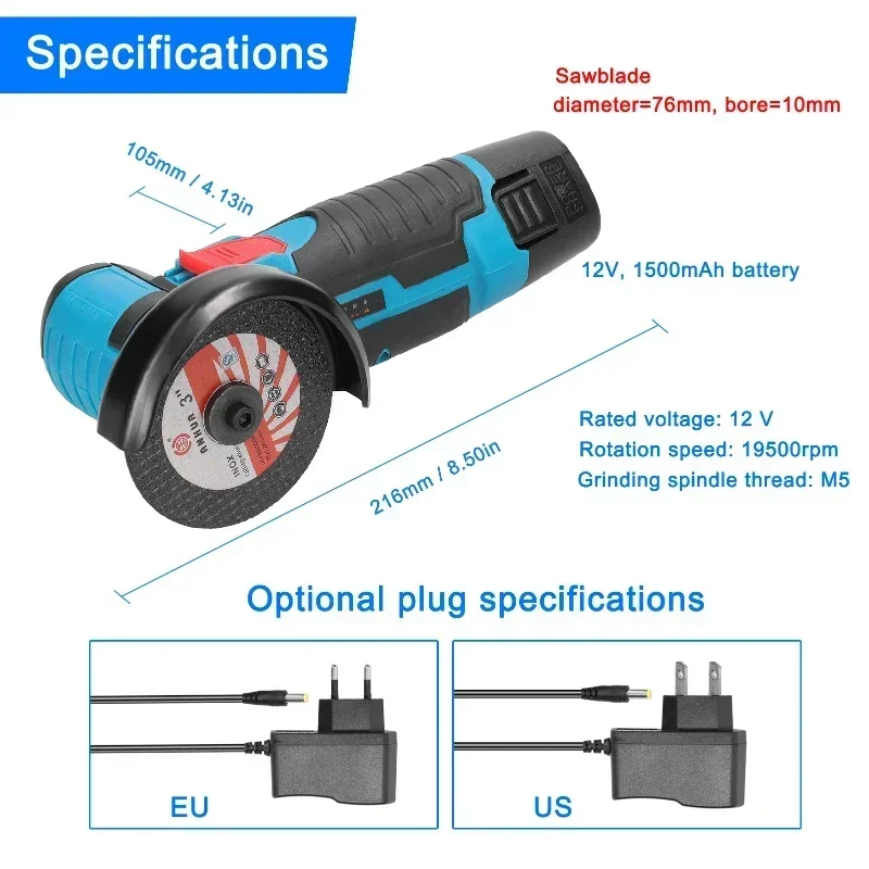 12V Brush Angle Grinder Rechargeable Grinding Tool Mini Polishing Machine for Cutting Diamond Cutting Grinder 5