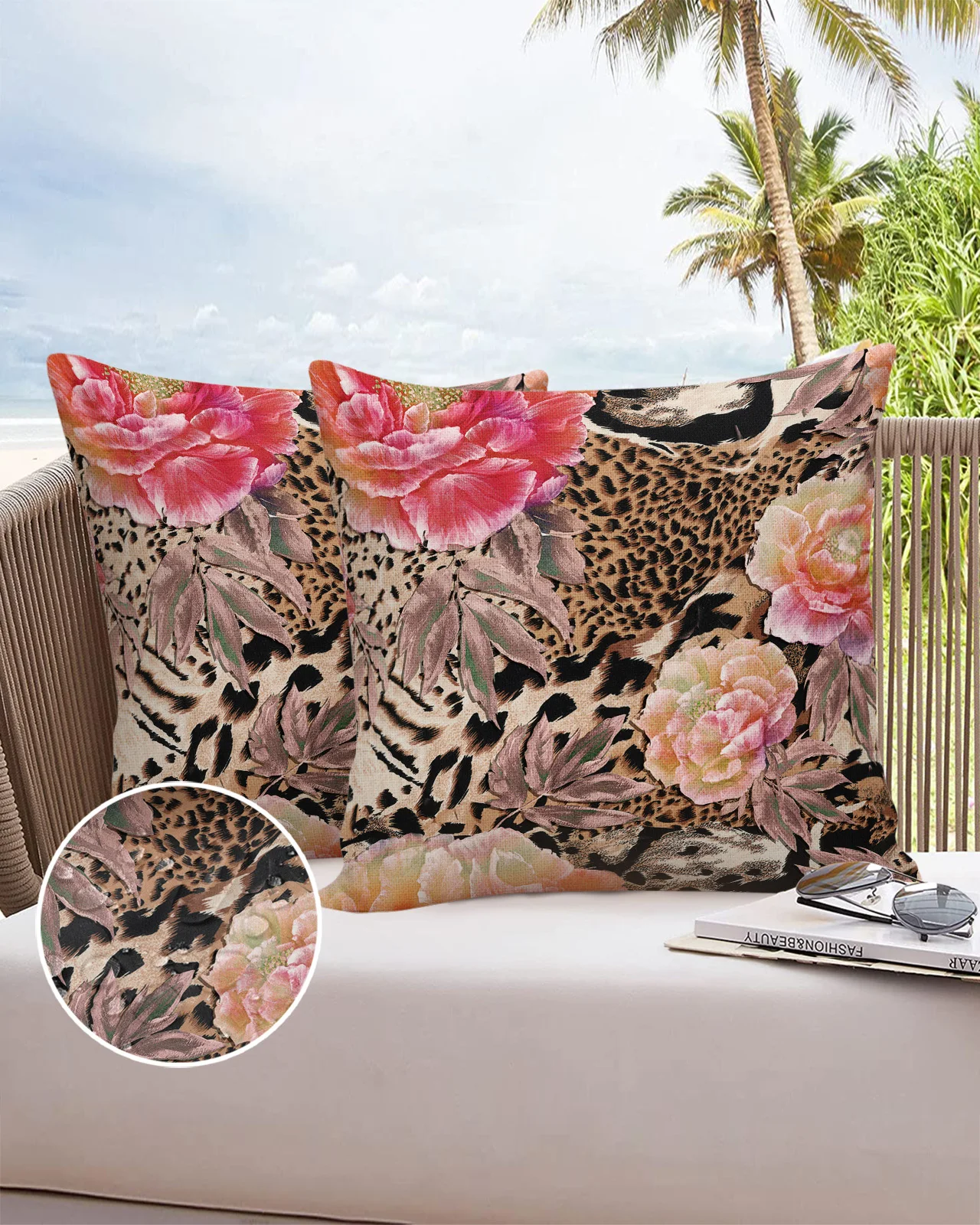 

2/4pcs Pillowcase Set Pink Floral Leopard Skin Texture Luxury Pillowcase Bedroom Living Room Sofa Cushion Pillow Cover