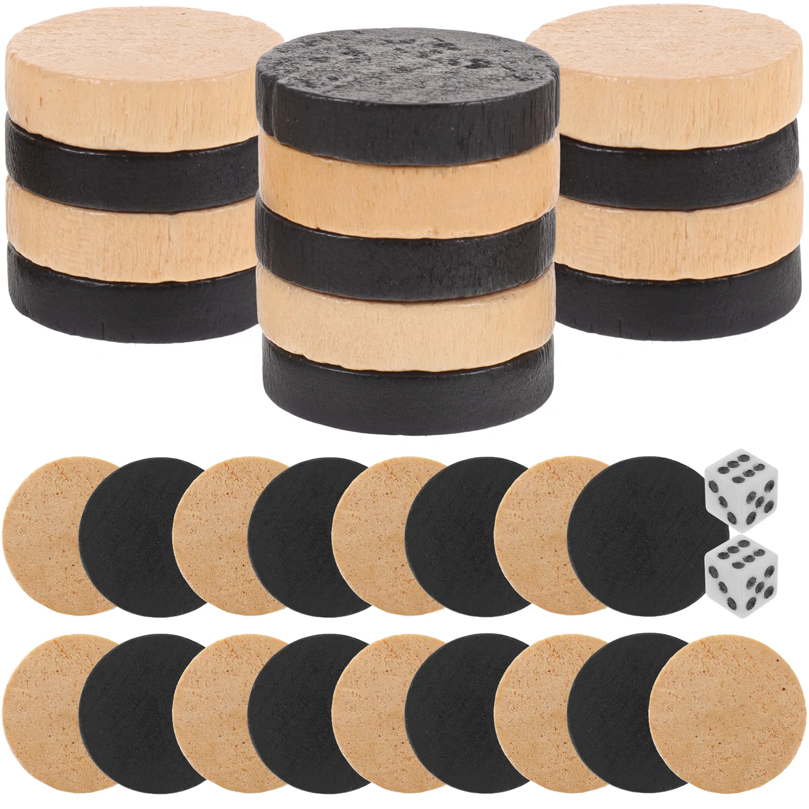 

Chess Pieces Backgammon Game Accessory Wood Checkers Checkerboard Wooden Replacement