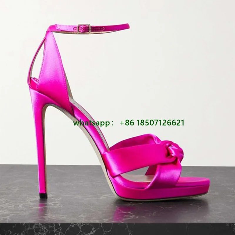 

Женские атласные сандалии на шпильке Rosie, однотонные туфли с пряжкой и круглым носком, на высоком каблуке-шпильке