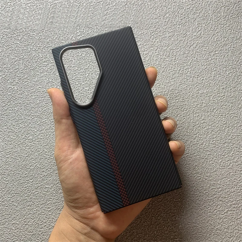 Luxurious Carbon Fiber Texture MagSafe Case with Alloy Lens & Wireless Charging Capability