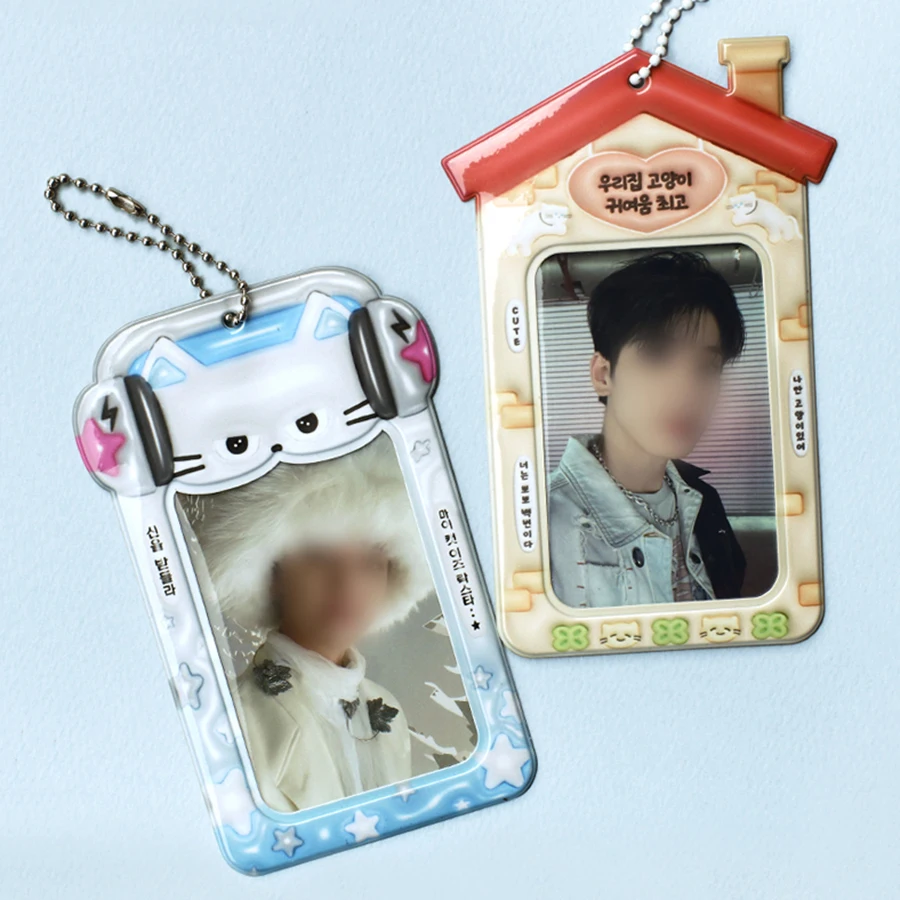 1Pcs Photocard Holder, Cute Cartoon ID Credit Card Holder with Keychain Hard Shell Protective Photo Sleeves 6