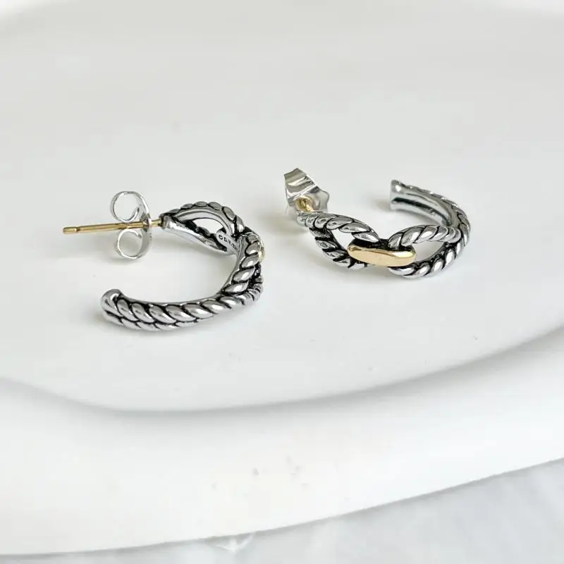 HSC DY Classic Lady's Earrings 22MM Gold-Plated Silver  Buckle Holiday Gift