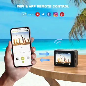 4K Sports Action Camera Dual Screen 24MP 30FPS WiFi 40M Waterproof Underwater Remote Control EIS Anti-shake 170° As Go Pro 6