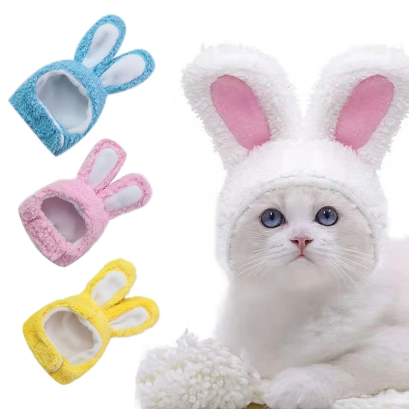 

Funny Cat Headgear Cute Rabbit Ears Cap Plush Pet Hat Christmas Cosplay Props Photo Props Kitten Headwear Decorative Props