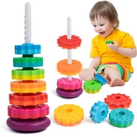 Baby Rotating Rainbow Tower Montessori Baby Stacking Puzzle Toys Safety Early Educational Toy Safety Colored Children's Toys 1