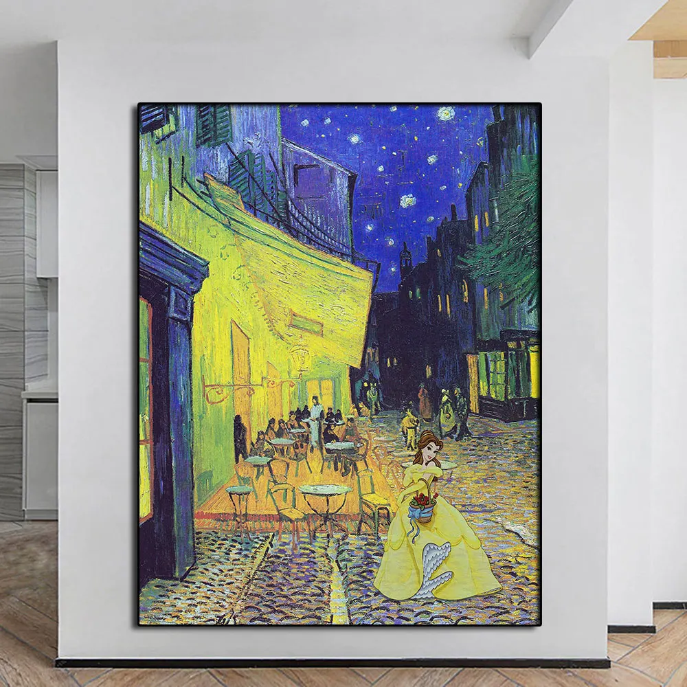 

Canvas Painting Inspired Belle From Beauty And The Beast Vang Gogh Alta's Open Air Coffee Seat Poster Art Print Wall Home Decor