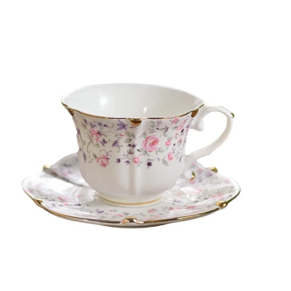 Coffee Cup Saucer Set 200ml Royal Style Ceramic Coffee Cup and Saucer Set Vintage Style Teacup for Home Use Restaurant Afternoon Tea Drinkware Gifts