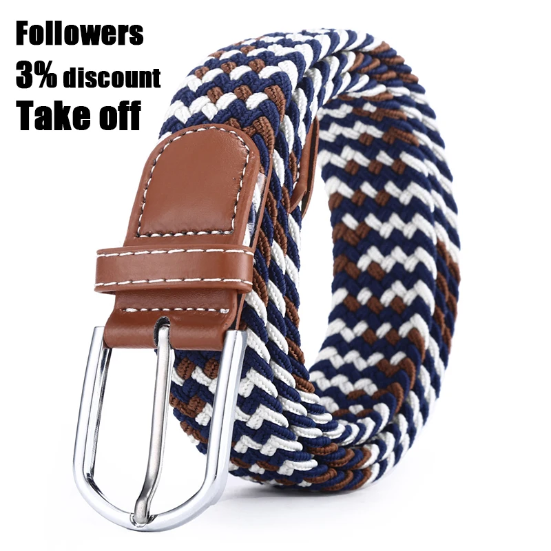 ZLD 60 Colors Female Casual Knitted Pin Buckle Men Belt Woven Canvas Elastic Expandable Braided Stretch Belts For Women Jeans 2
