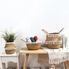 Handmade Bamboo Storage Baskets Foldable Laundry Straw Patchwork Wicker Rattan Seagrass Belly Garden Flower Pot Planter Basket 4