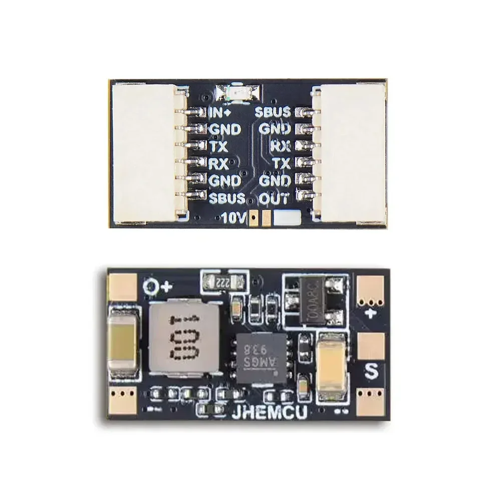 Détail du dissipateur thermique et des composants électroniques du module HDVTX JHEMCU pour DJI O3/O4, régulateur de tension abaisseur 5V/10V pour drone FPV.
