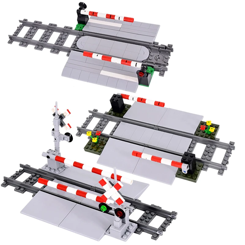 MOC City Train Building Block Train Track Corridor Elevating Rod Pedestrian Crossing Assembly Children's Toy Birthday Gift 2