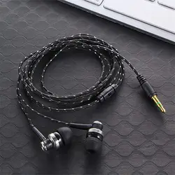 1Pc 35mm Universal Wired In-ear Stereo Earphone Nylon Weave Earphone Cable Headset With Microphone For Smartphone Laptop