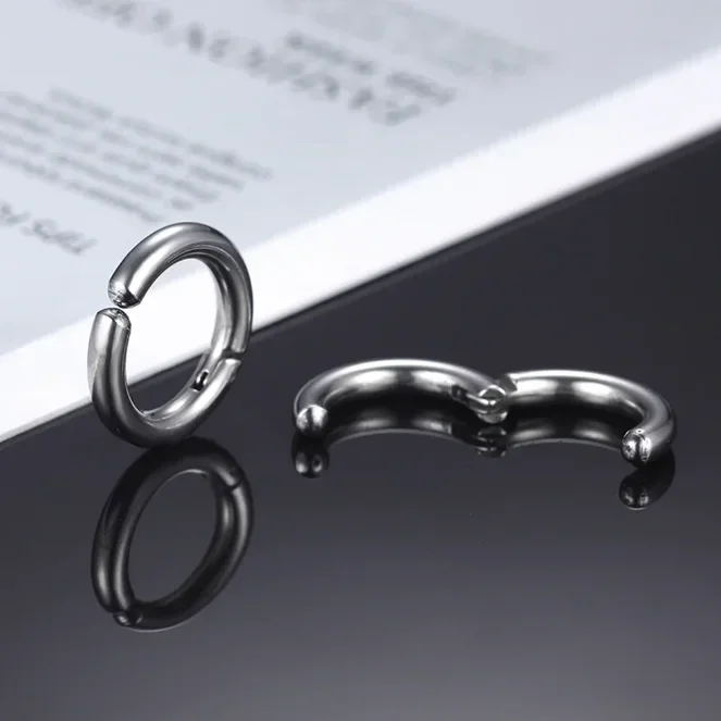 Popular Ear Clip Earrings Men/Women Stainless Steel Painless Punk Black Non-Piercing Fake Cartilage Earring Jewelry 1 pairs