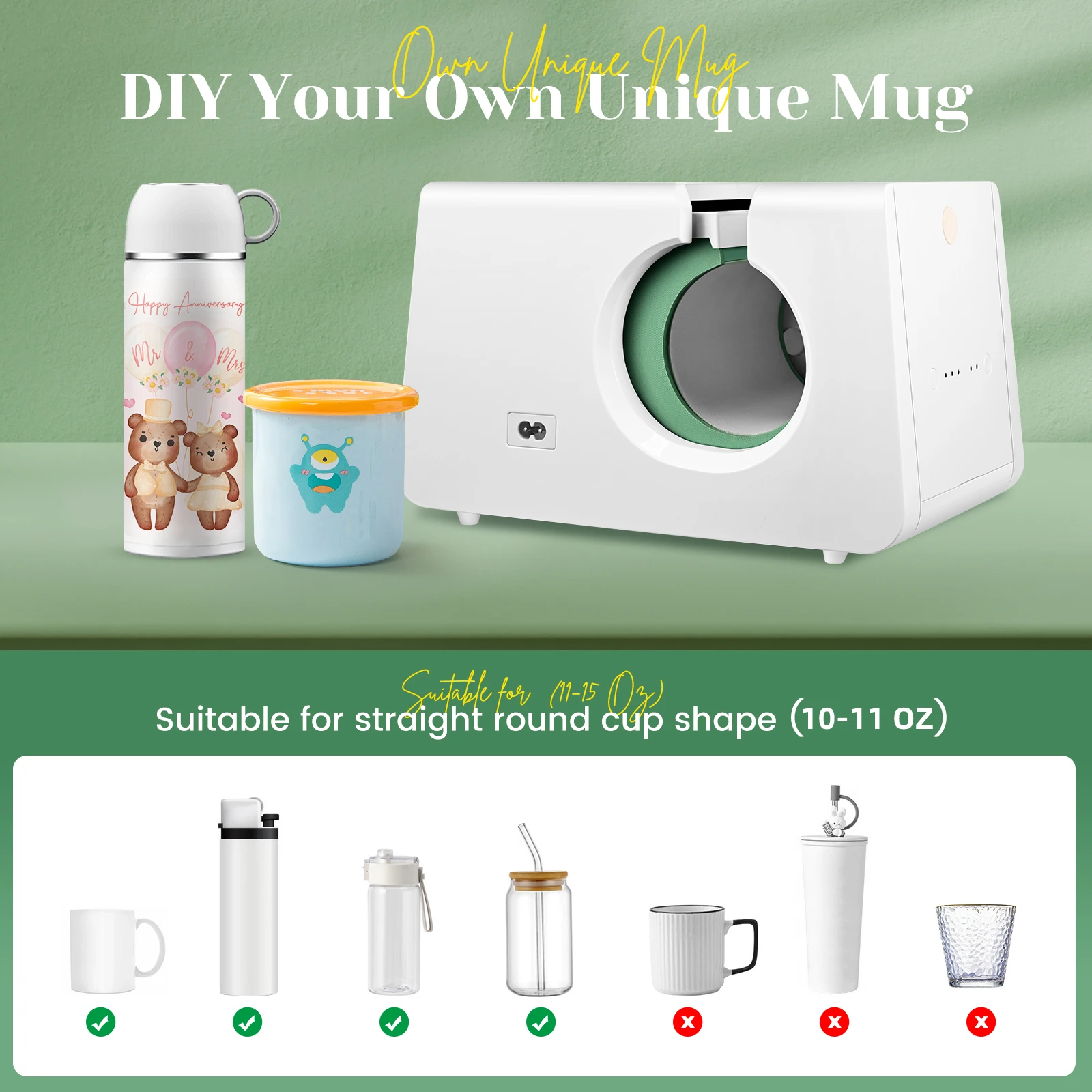 Automatic DIY Mug Heat Press Machine 10-11oz Transfer Sublimation Portable Cup Presser One-Touch Button As Gifts For Birthdays